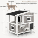 Outdoor 2-Story Wooden Feral Cat House with Escape Door-Gray by LJGDeals