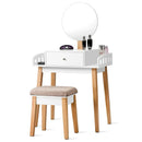 Wooden Makeup Dressing Mirror Table Set with Drawer by LJGDeals