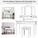 Makeup Dressing Table with Tri-Folding Mirror and Cushioned Stool for Women by LJGDeals