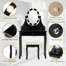 3 Drawers Lighted Mirror Vanity Dressing Table Stool Set by LJGDeals