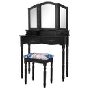 Simple Vanity Set with Tri-Folding Mirror Drawers and Storage Shelf by LJGDeals