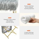 Faux Fur Ottoman Decorative Stool with Metal Legs by LJGDeals
