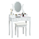 10 Dimmable Lights Vanity Table Set with Lighted Mirror and Cushioned Stool-Black by DirectDeals