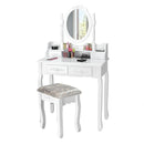 Vanity Table Set with Oval Mirror and 4 Drawers-White by DirectDeals