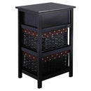3 Tier Set of 2 Wood Nightstand with 1 and 2 Drawer by LJGDeals