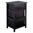 3 Tier Set of 2 Wood Nightstand with 1 and 2 Drawer