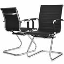 Set of 2 Heavy Duty Conference Chair with PU Leather-Black by LJGDeals
