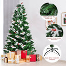 Unlit Snowy Hinged Christmas Tree with Mixed Tips and Red Berries by LJGDeals