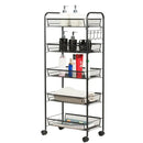 5 Tier Mesh Rolling File Utility Cart Storage Basket-Black by LJGDeals