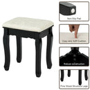 3 Drawers Lighted Mirror Vanity Dressing Table Stool Set by LJGDeals
