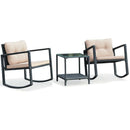 3 Pieces Cushioned Patio Rattan Set with Rocking Chair and Table-Black by LJGDeals