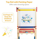 All-in-One Wooden Height Adjustable Kid's Art Easel with Magnetic Stickers and Paper by LJGDeals