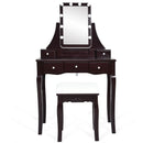 10 Dimmable Light Bulbs Vanity Dressing Table with 2 Dividers and Cushioned Stool by LJGDeals