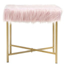 Faux Fur Ottoman Decorative Stool with Metal Legs by LJGDeals