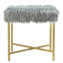 Faux Fur Ottoman Decorative Stool with Metal Legs by LJGDeals