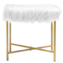 Faux Fur Ottoman Decorative Stool with Metal Legs by LJGDeals