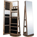 360° Rotating Mirrored Jewelry Cabinet Armoire 3 Color LED Modes Lockable by LJGDeals
