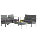 4 Pieces Outdoor Rattan Conversation Set with Comfortable Cushion by LJGDeals
