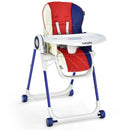 Baby High Chair Foldable Feeding Chair with 4 Lockable Wheels by LJGDeals