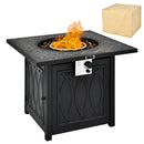 32 Inch Propane Fire Pit Table Square Tabletop with Lava Rocks Cover 50000 BTU-Black by LJGDeals