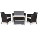 4 Pieces Patio Conversation Set with Soft Cushions and Tempered Glass Tabletop by LJGDeals