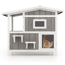 Outdoor 2-Story Wooden Feral Cat House with Escape Door-Gray by LJGDeals