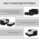 2 Piece Rattan Outdoor Patio Couch Set