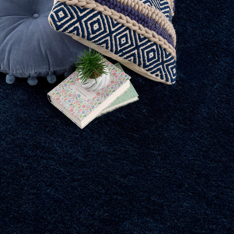 Heavenly Solid Navy Plush Rug