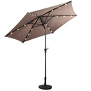 9FT Patio Solar Umbrella LED Patio Market Steel Tilt W/ Crank Outdoor New-Tan by LJGDeals