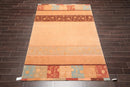 6' x 9' Hand Knotted Superfine Wool & Silk Tibetan Modern Area Rug Tan