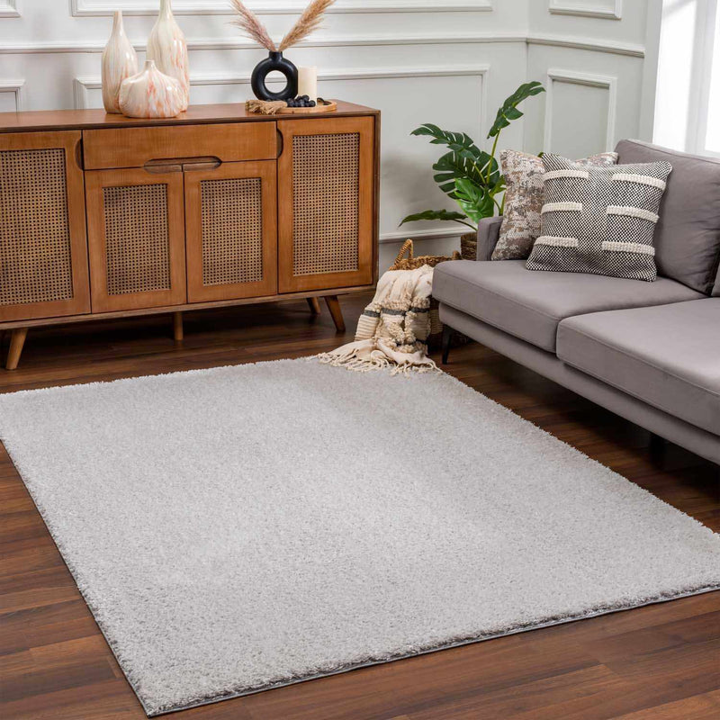 Heavenly Solid Light Gray Plush Rug