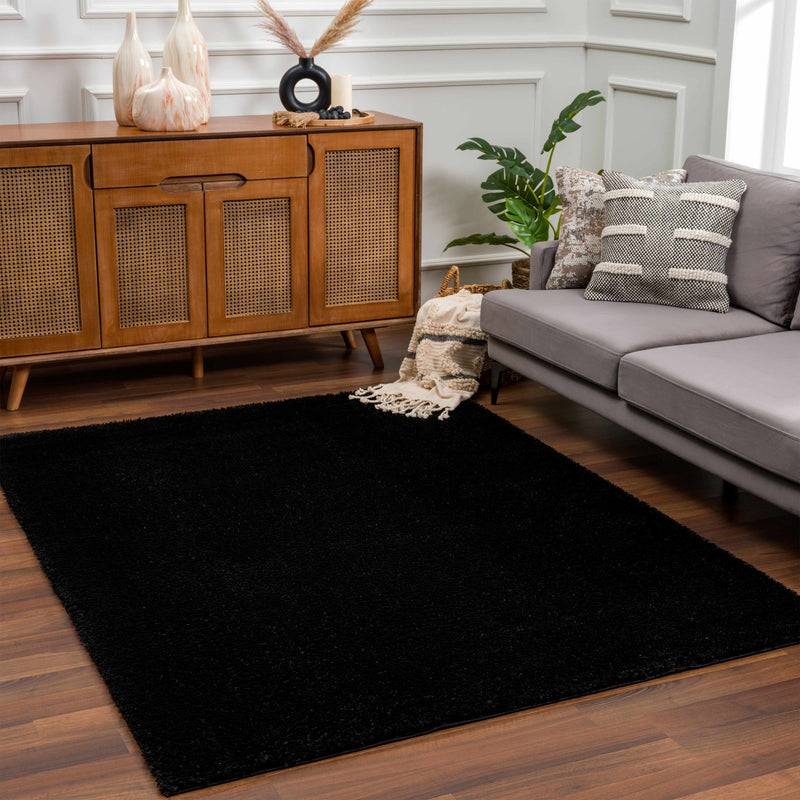 Heavenly Solid Black Plush Rug