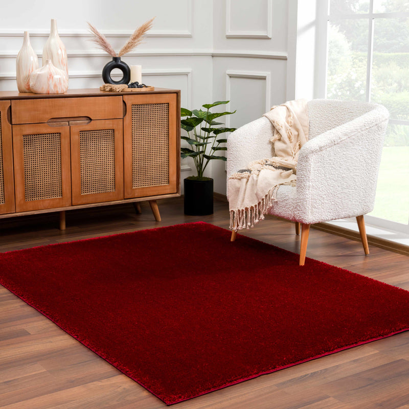 Heavenly Solid Red Plush Rug