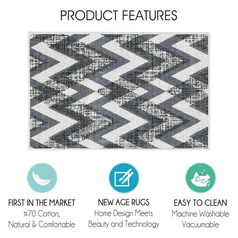 Chevron Design Multipurpose Floor Mat | 20"x31" | Gray