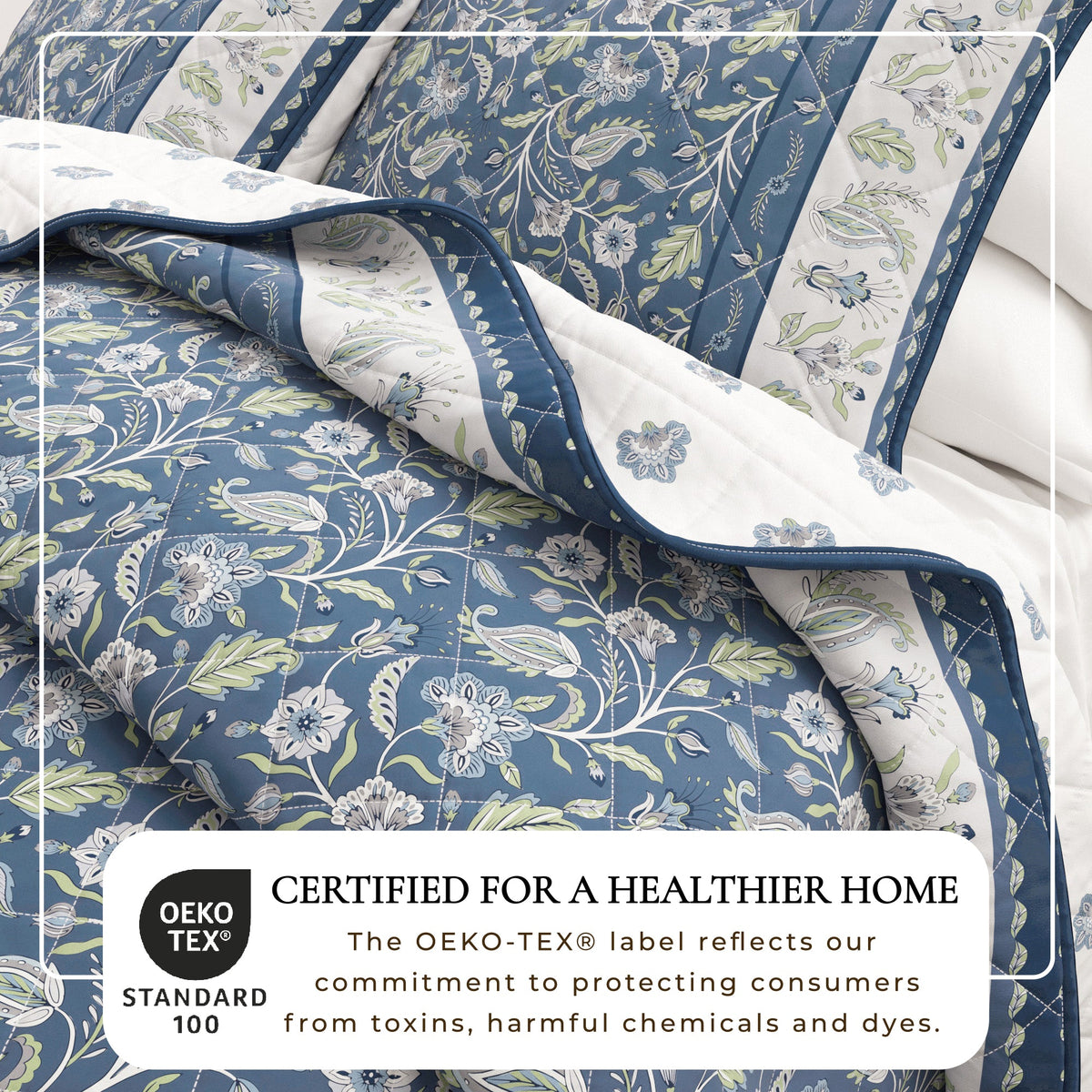 Floral Boho Printed Cotton Quilt Set - Indira Collection, photo 8 of 12