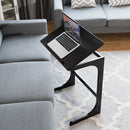 Adjustable C-Shape Couch End Table wth Tilting Top-Brown by DirectDeals