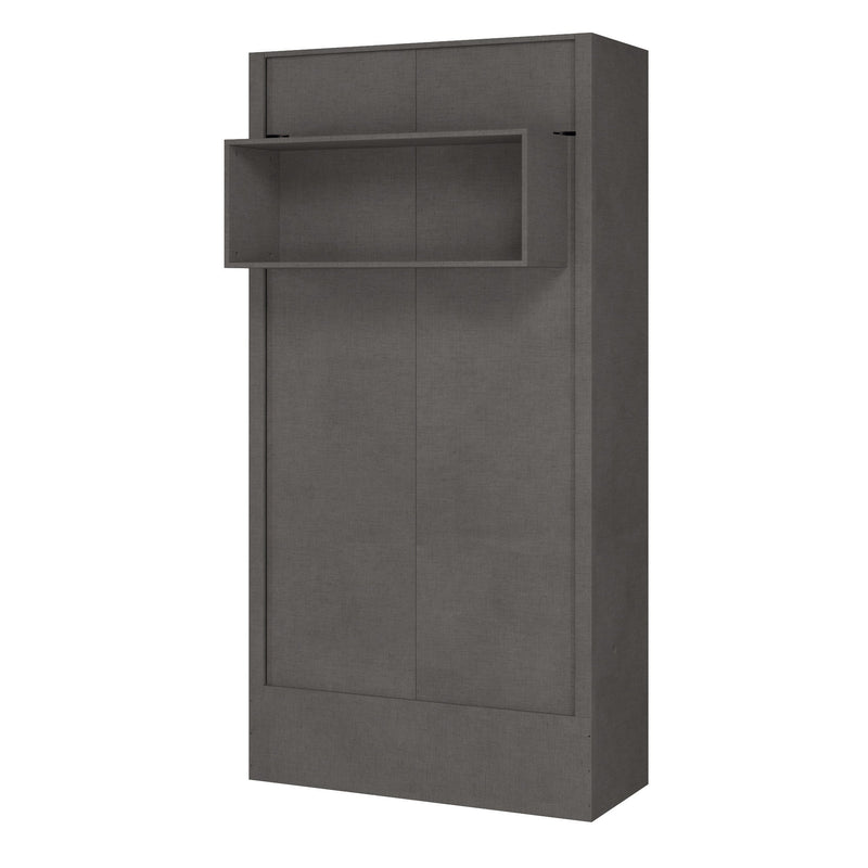 Easy-Lift Twin Murphy Wall Bed in Dark Grey with Shelf