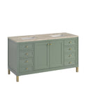 James Martin Chicago 60" Double Bathroom Vanity, Smokey Celadon
