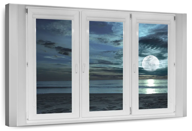 Window To Moonlit Beach Wall Art