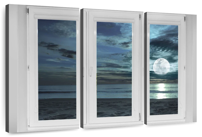 Window To Moonlit Beach Wall Art