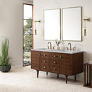 James Martin Amberly 60" Dual Mount Double Bathroom Vanity, Mid-Century Walnut