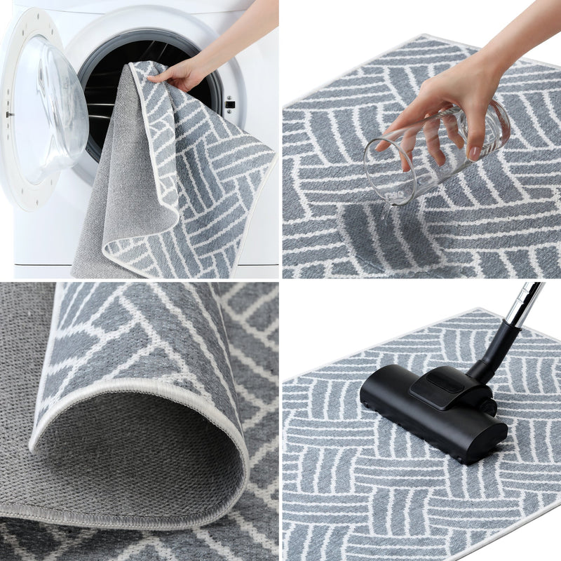 Sussexhome Tetra Multi Collection 2 x 3 Foot Heavy Duty Low Pile  Landing Rug Runner