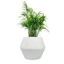 6 inch White Glazed Geometric Striped Ceramic Planter