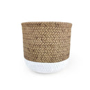 6 inch White & Nature Reed Round Cement Planter