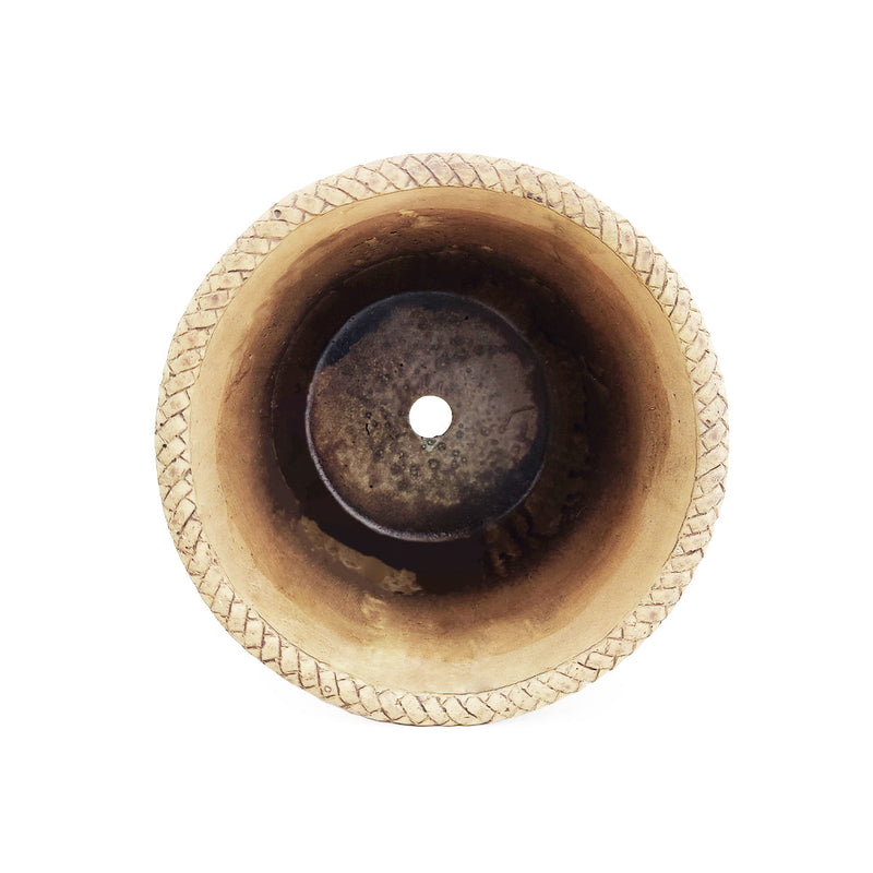 6 inch White & Nature Reed Round Cement Planter