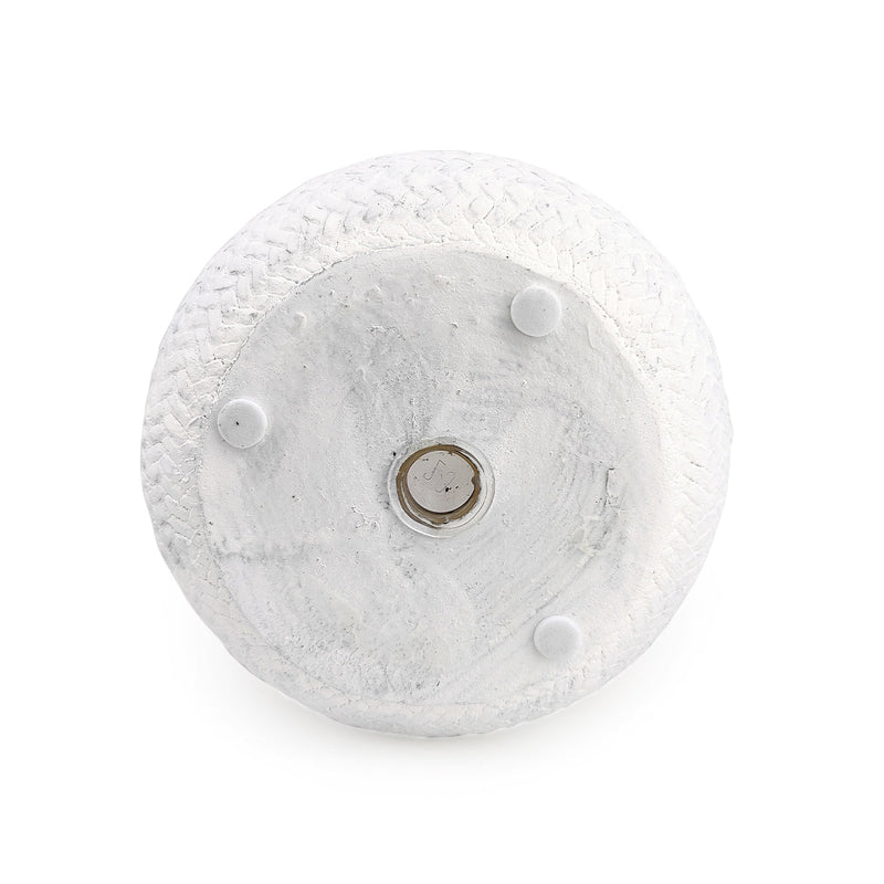 6 inch White & Nature Reed Round Cement Planter