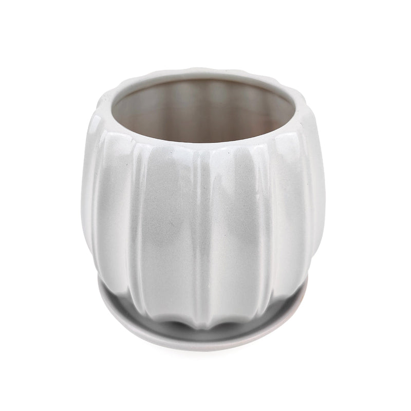 6 inch Grey Glazed Ceramic Contour Planter