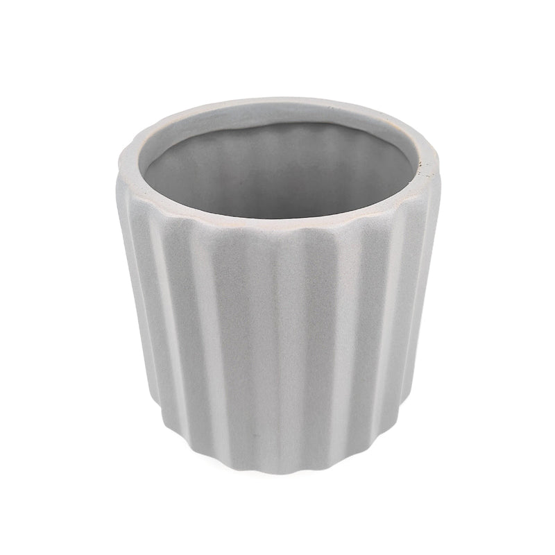 5 inch Grey Glazed Ceramic Cylinder Faux Cement Planter