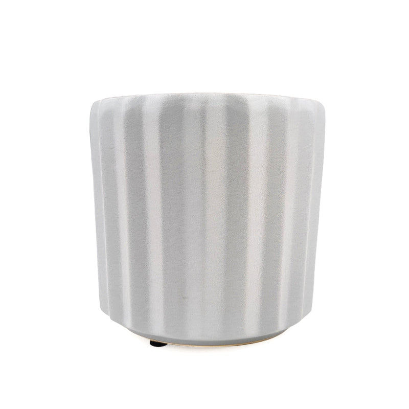 5 inch Grey Glazed Ceramic Cylinder Faux Cement Planter