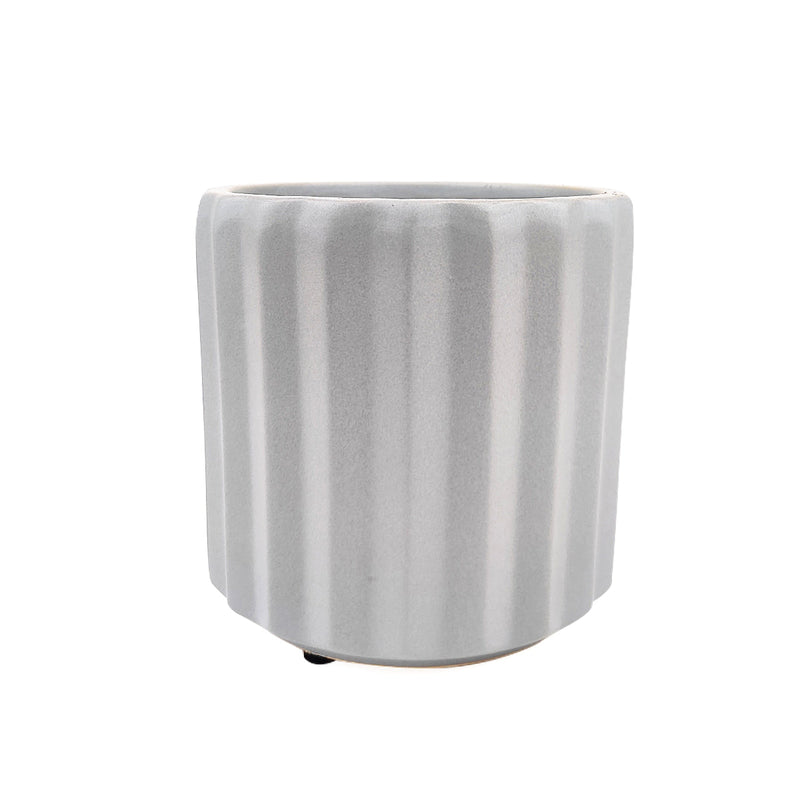 5 inch Grey Glazed Ceramic Cylinder Faux Cement Planter